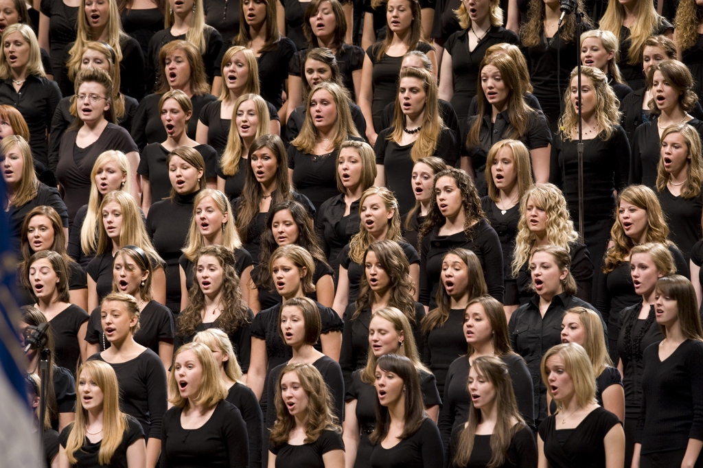 A large vocal choir performing